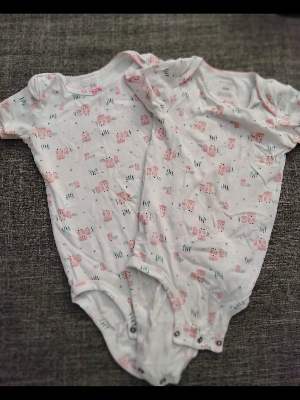 For TWINS Simple White Bodysuit Duo with Pink Owl Print